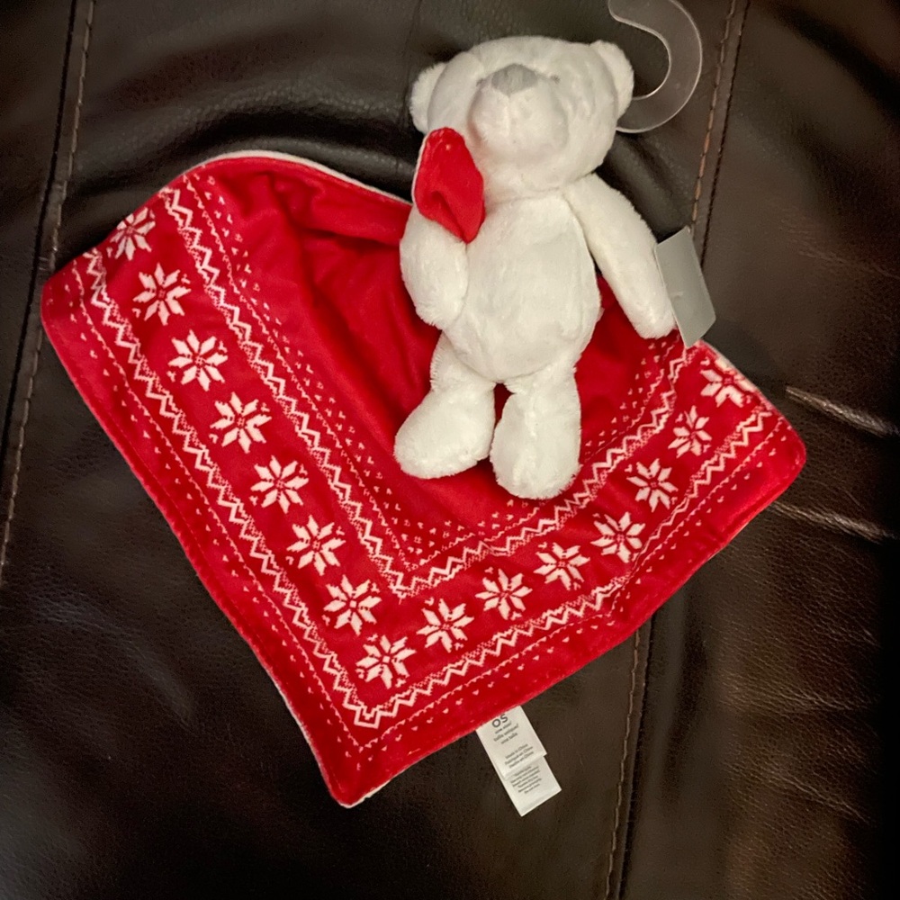 Carter's Red and White Stuffed Bear with Blanket